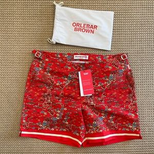 Orlebar Brown, Red Floral Print Swimsuit, size 34